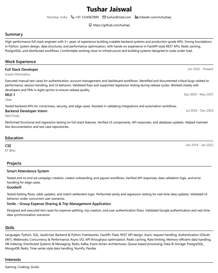 Before — generic resume